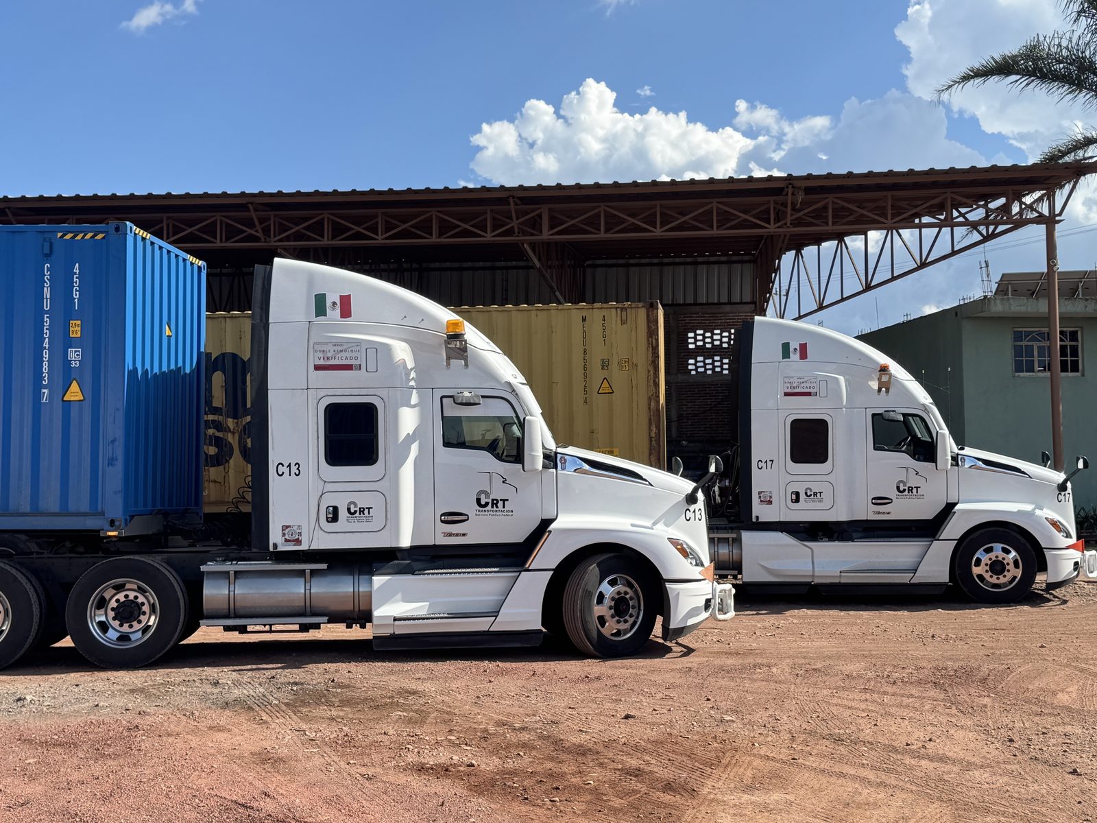 Transporte de carga contenerizada CRT en patio de maniobras